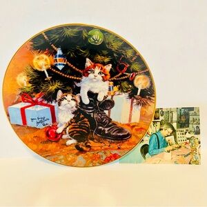 Plate Lowell Davis Country Christmas Cat Plate hand signed by Artist Wall Art